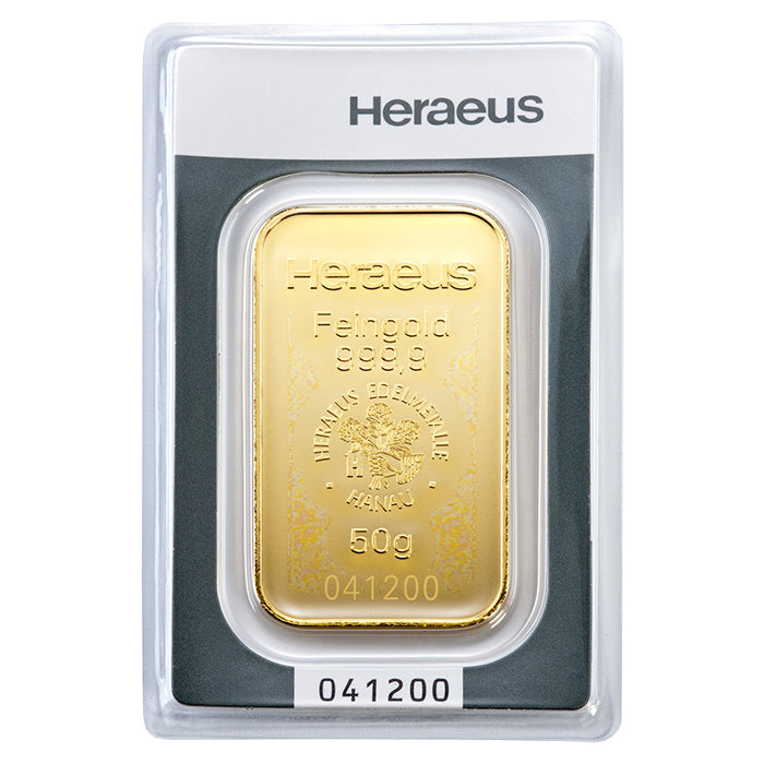 Goldbarren - 50 Gramm - Heraeus