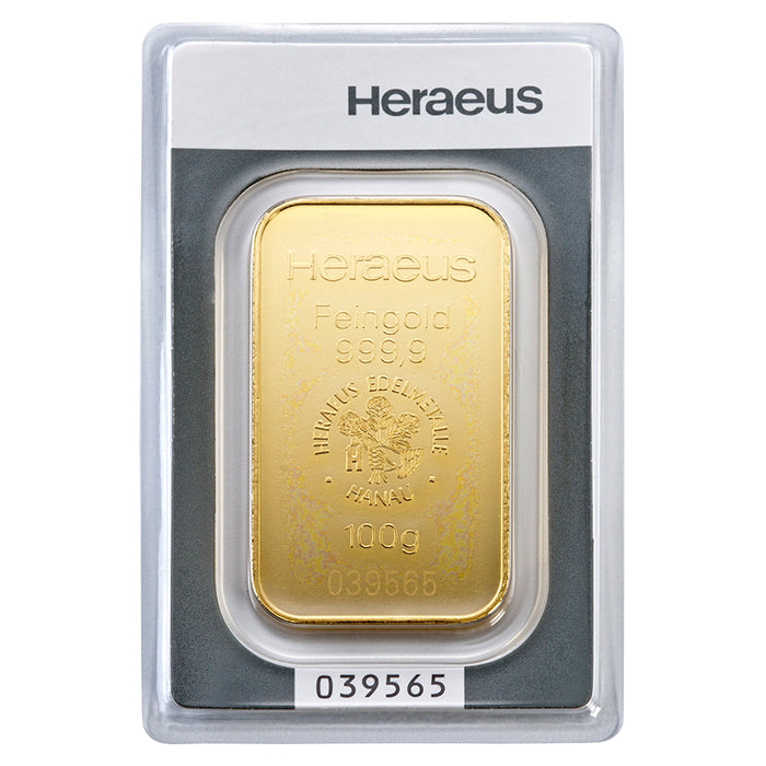 Goldbarren - 100 Gramm - Heraeus